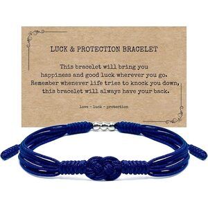 Navy Infinity Protection Bracelet, Forever Lucky And Safe Multiple Color Tibetan
